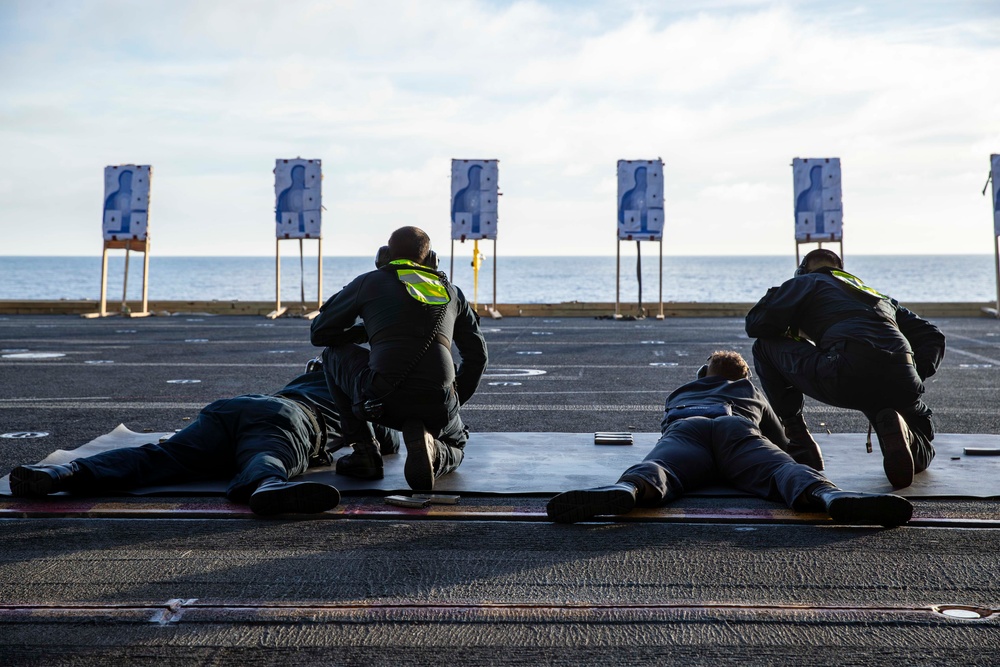 Abraham Lincoln Sailors participate in a live-fire exercise