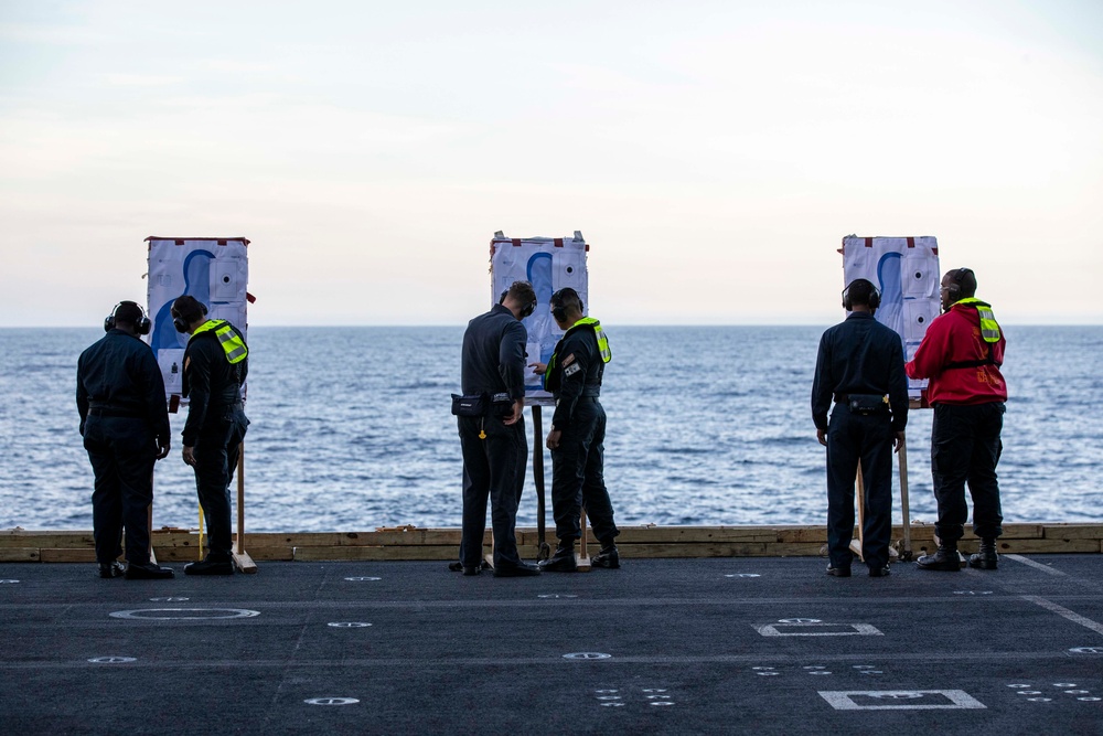 Abraham Lincoln Sailors participate in a live-fire exercise