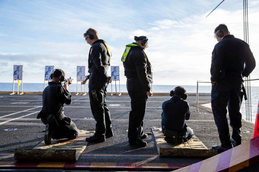 Abraham Lincoln Sailors participate in a live-fire exercise