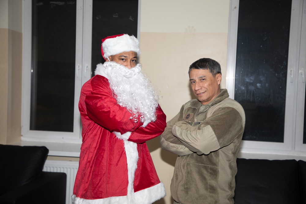 Santa visits the Powdiz US military community in Poland