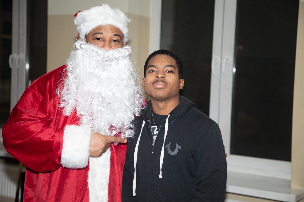 Santa visits the Powdiz US military community in Poland