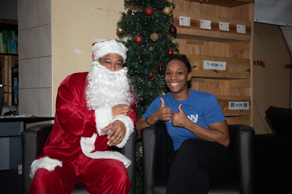 Santa visits the Powdiz US military community in Poland