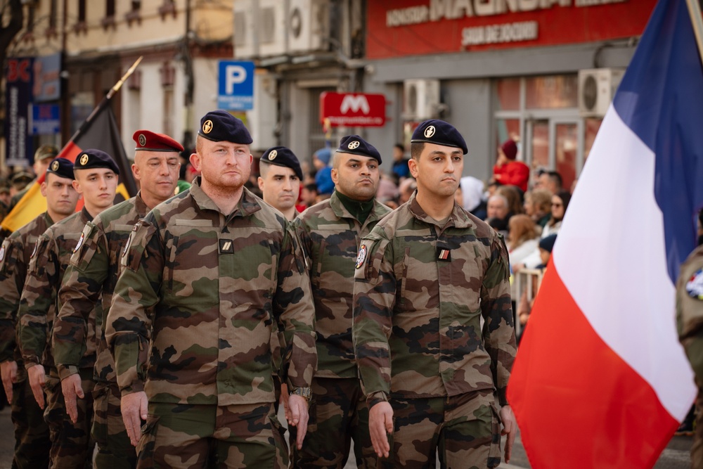 French Armed Forces march in Romanian National Day Parade