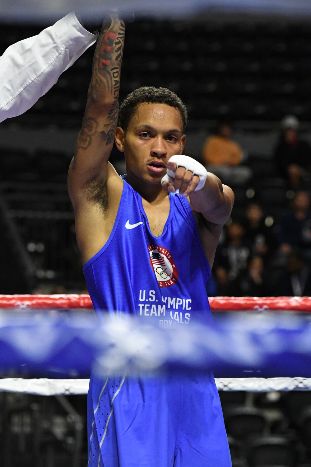 SPC Eli Lankford wins his opening bout in the 2024 U.S. Olympic Team Trials for Boxing