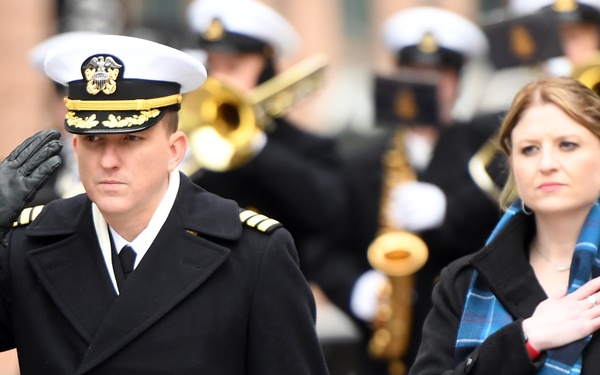 Future submarine USS Arizona honors WWII battleship USS Arizona at Pearl Harbor Day ceremony in D.C.