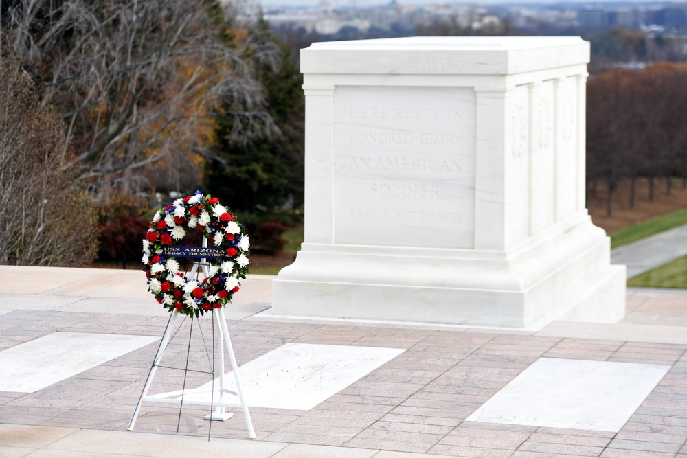 Future submarine USS Arizona honors WWII battleship USS Arizona at Pearl Harbor Day ceremony in D.C.