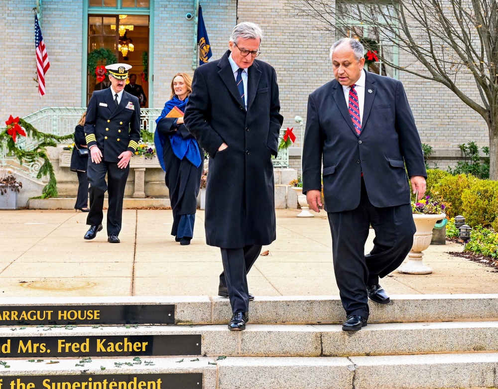 Secretary of the Navy Carlos Del Toro and His Excellency Santiago Cabanas, Ambassador of Spain to the United States, Tour United States Naval Academy (USNA)