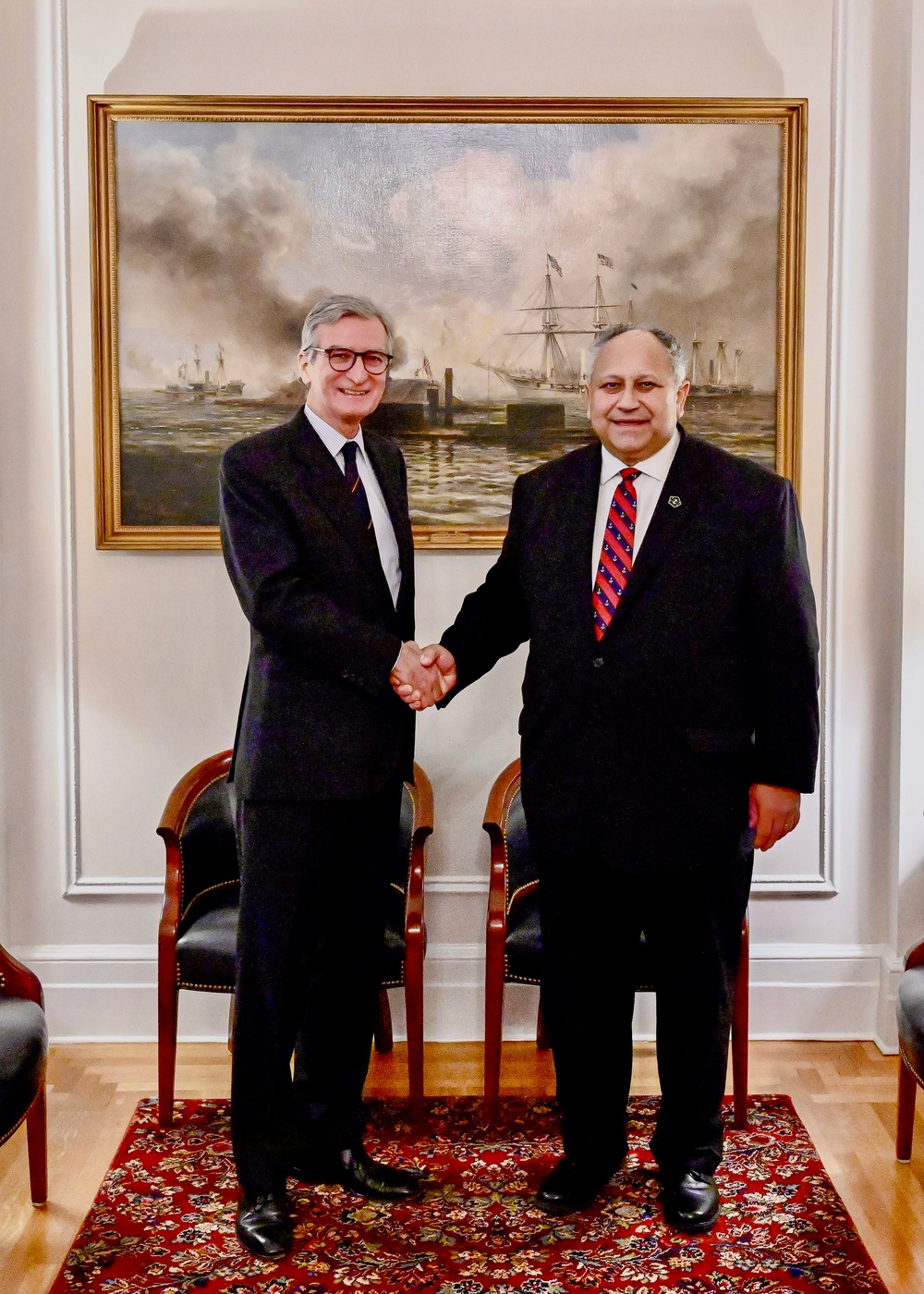 Secretary of the Navy Carlos Del Toro and His Excellency Santiago Cabanas, Ambassador of Spain to the United States, Tour United States Naval Academy (USNA)