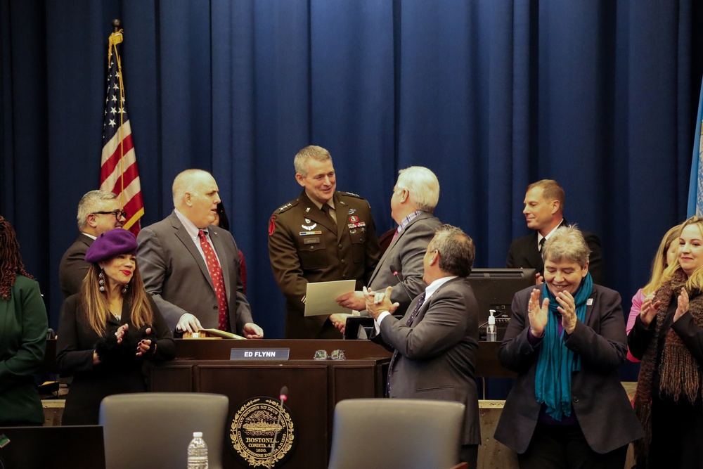 U.S. Army Special Operations Commanding General Lt. Gen. Braga Accepts 'Army and Navy Day' Proclamation from the Boston City Council