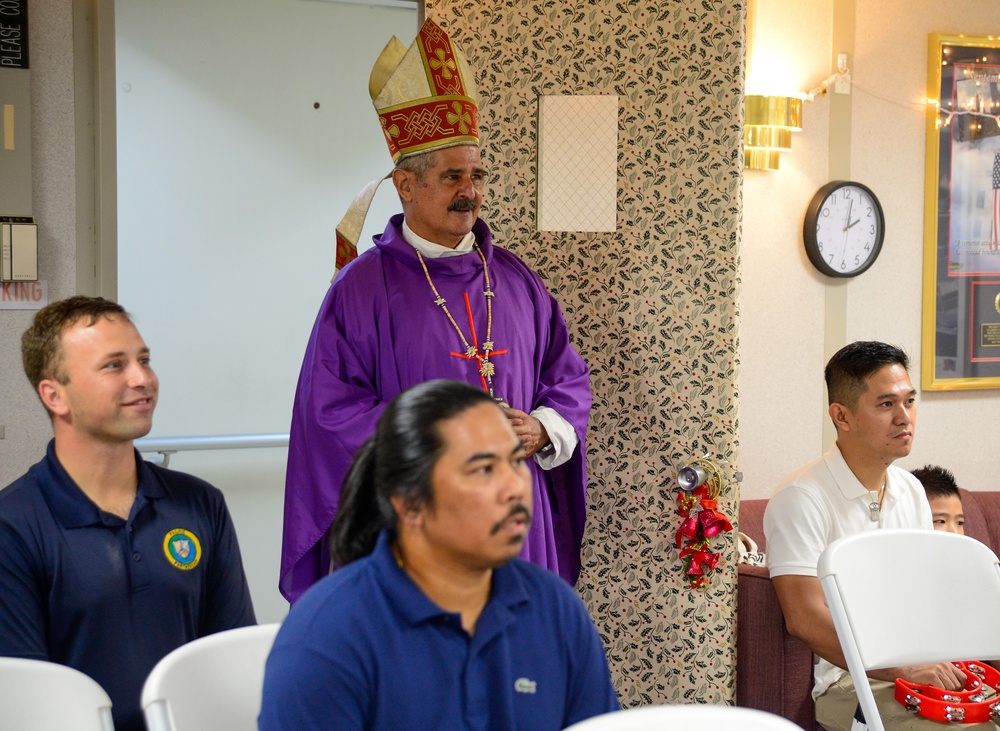 Pacific Partnership 2024-1: Archbishop Christopher Cardone leads catholic mass aboard USNS Mercy