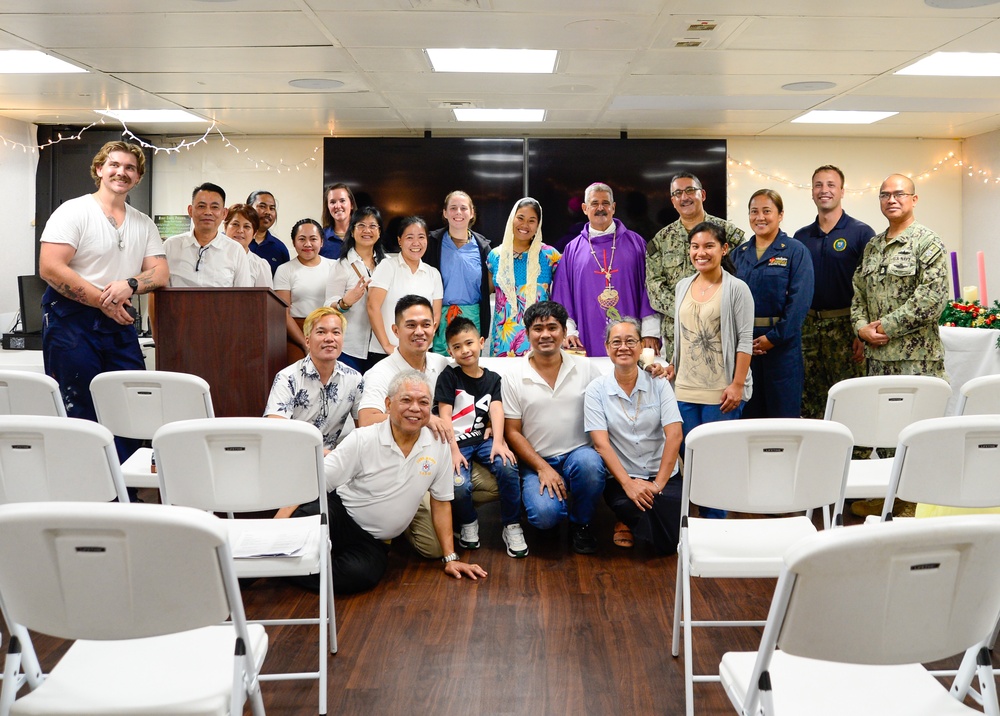 Pacific Partnership 2024-1: Archbishop Christopher Cardone leads catholic mass aboard USNS Mercy