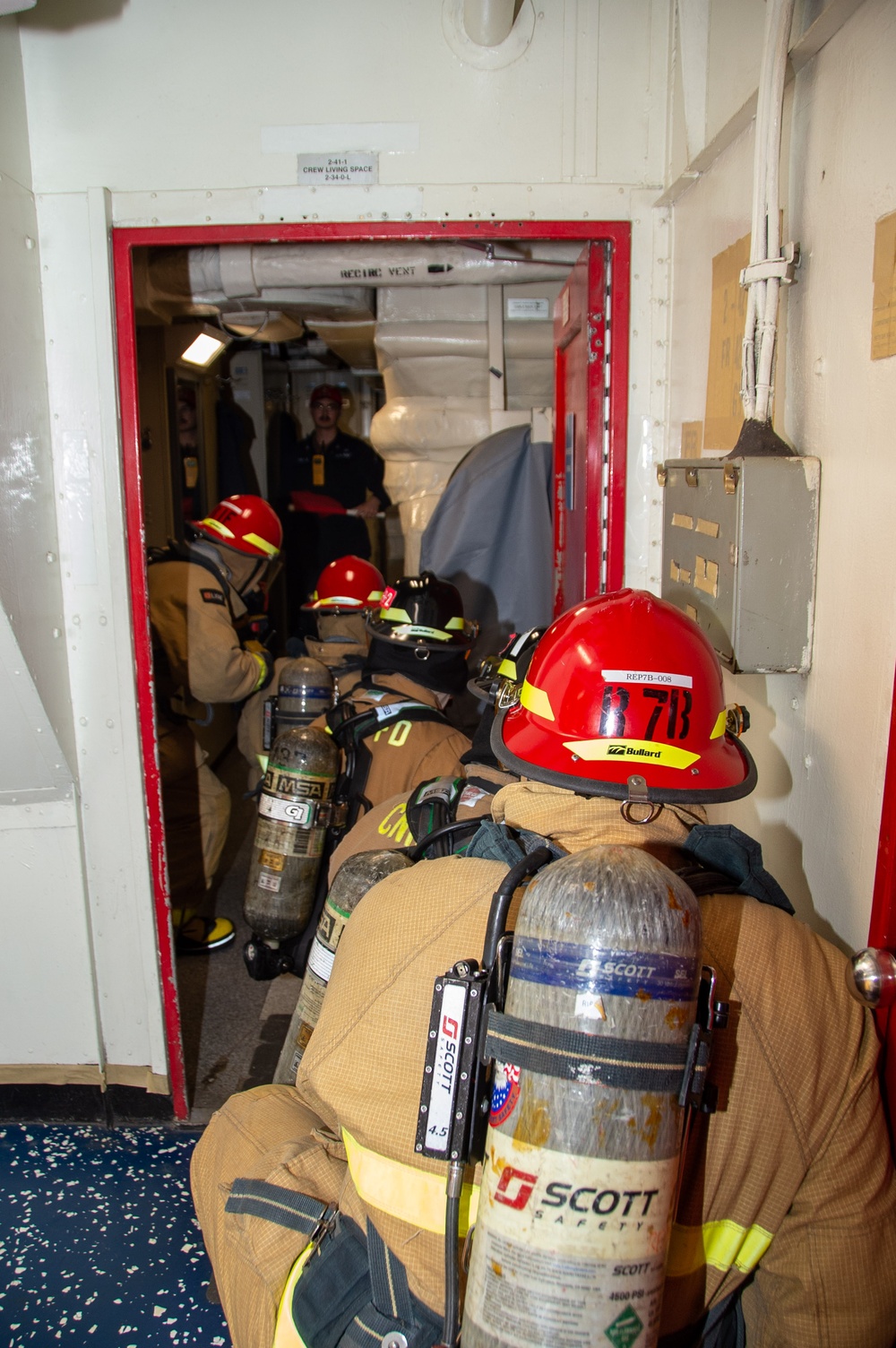 USS Ronald Reagan (CVN 76) conducts a joint damage control training drill