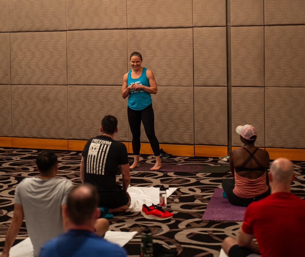 Armed Forces Wellness Center delivers Yoga instruction to 10th AAMDC leaders