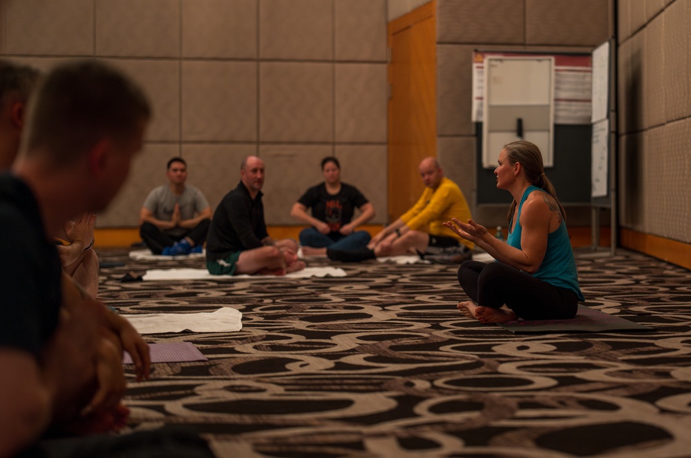 Armed Forces Wellness Center delivers Yoga instruction to 10th AAMDC leaders