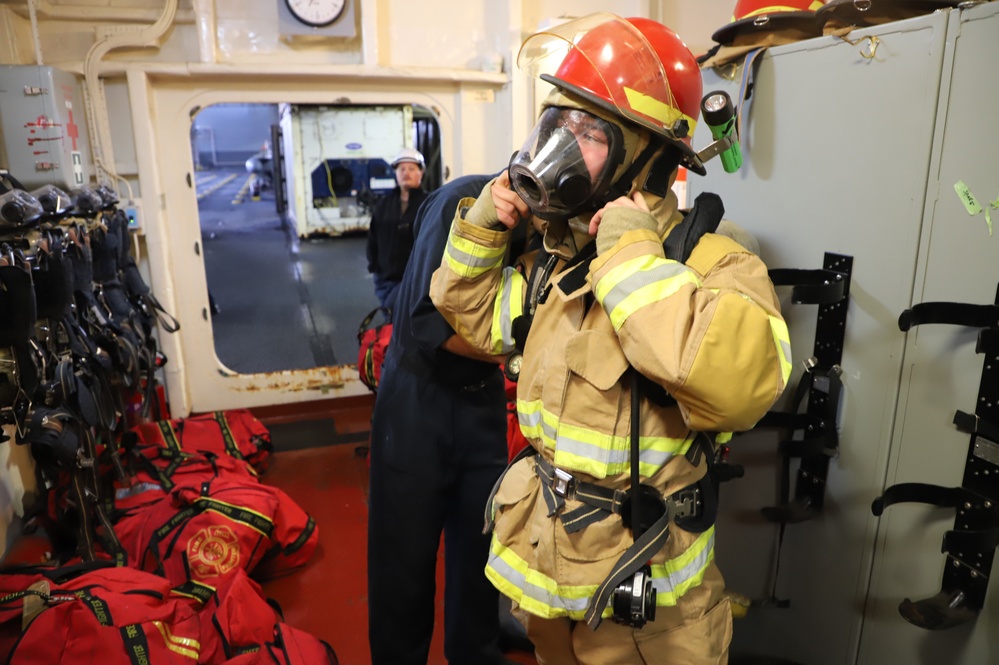 USS HWW Conducts Fire Drill with Croatian Shipyard Firefighters