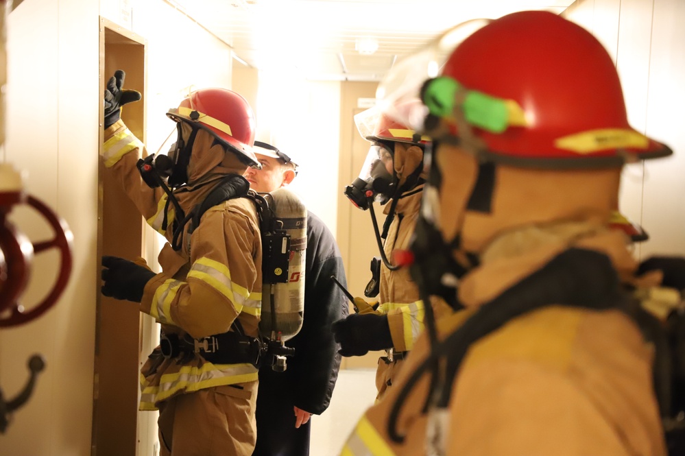 USS HWW Conducts Fire Drill with Croatian Shipyard Firefighters