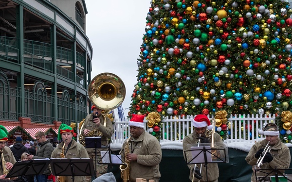 484th Band Play in front of Christmas Tree at Wrigleyville
