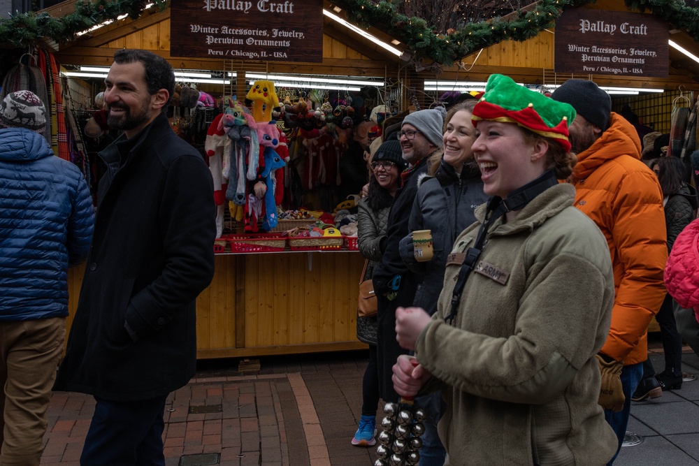 Band Member Joins the Crowd at Christmas Market at Wrigleyville