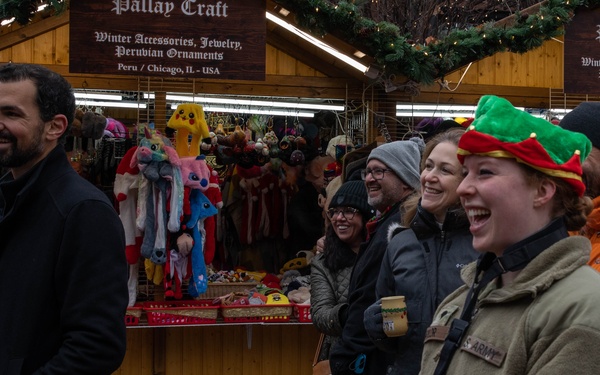 Band Member Joins the Crowd at Christmas Market at Wrigleyville