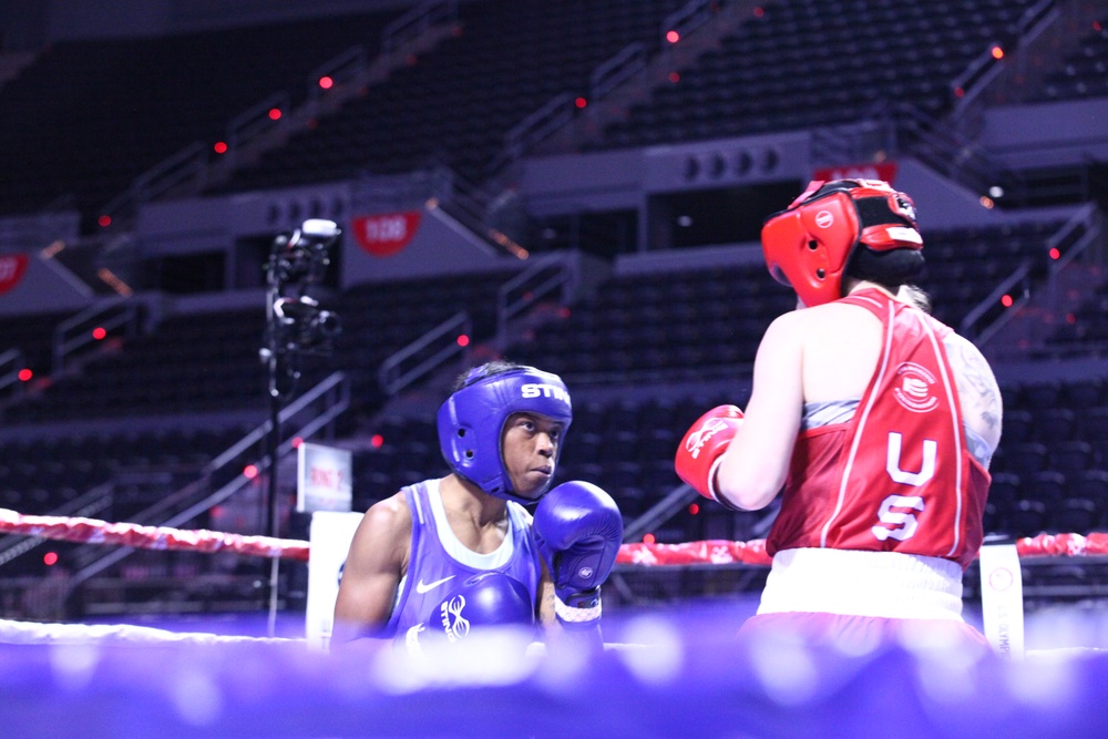 Sgt. Lisa Greer of the U.S. Army World Class Athlete Program competes in the 2024 U.S. Olympic Trials for Boxing