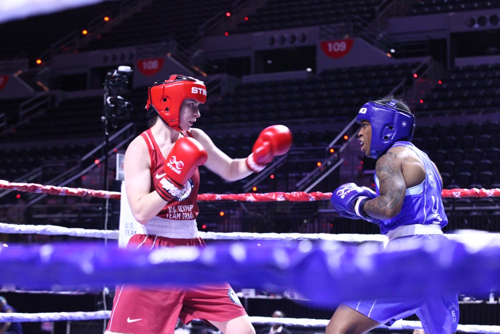Sgt. Lisa Greer of the U.S. Army World Class Athlete Program competes in the 2024 U.S. Olympic Trials for Boxing