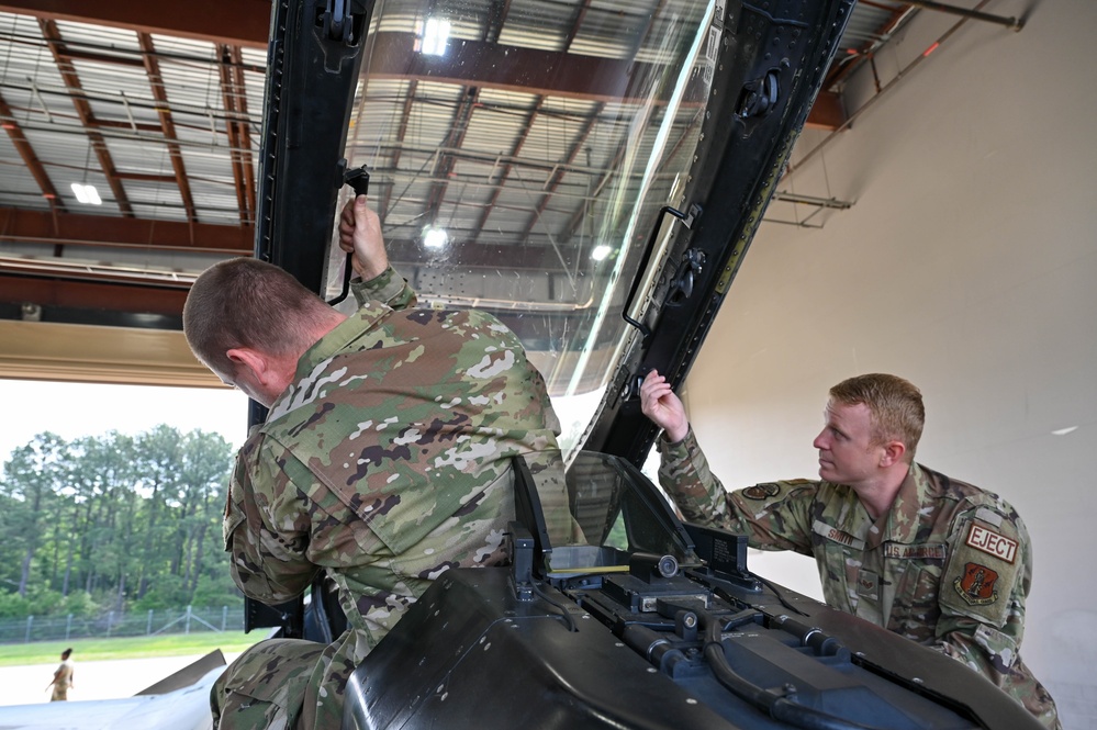 Siblings sharing in service: DC Air National Guard brothers inspect an F-16