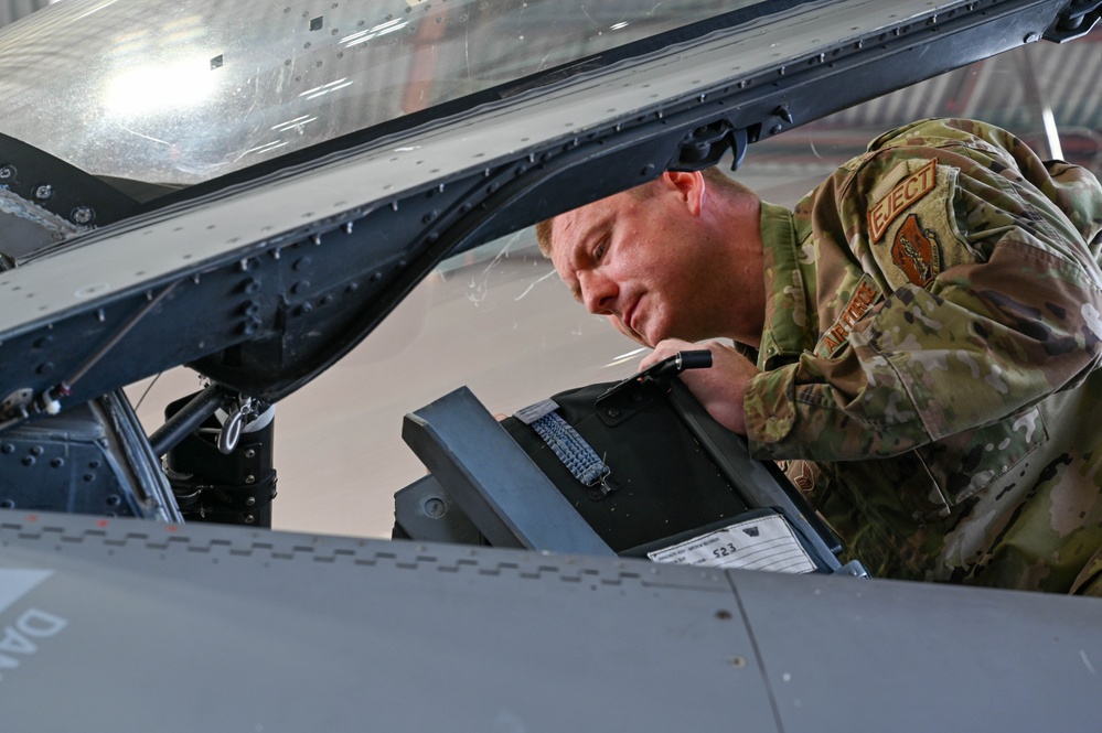 Siblings sharing in service: DC Air National Guard brothers inspect an F-16