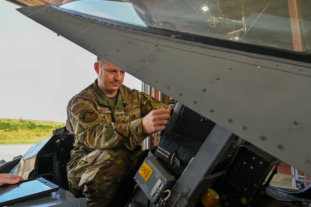 Siblings sharing in service: DC Air National Guard brothers inspect an F-16