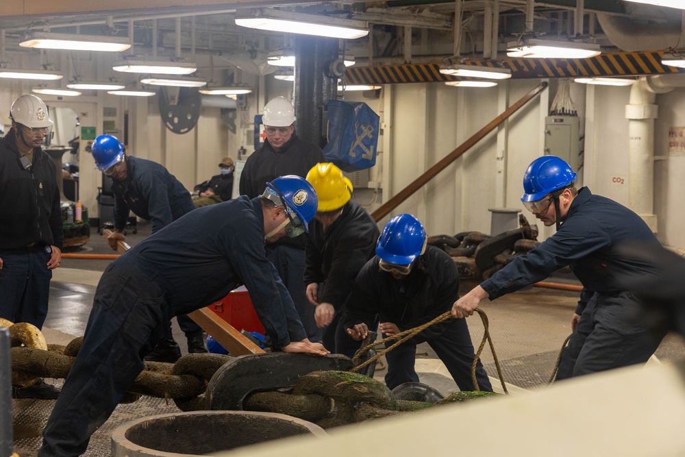 Wasp Sailors Secure Anchor