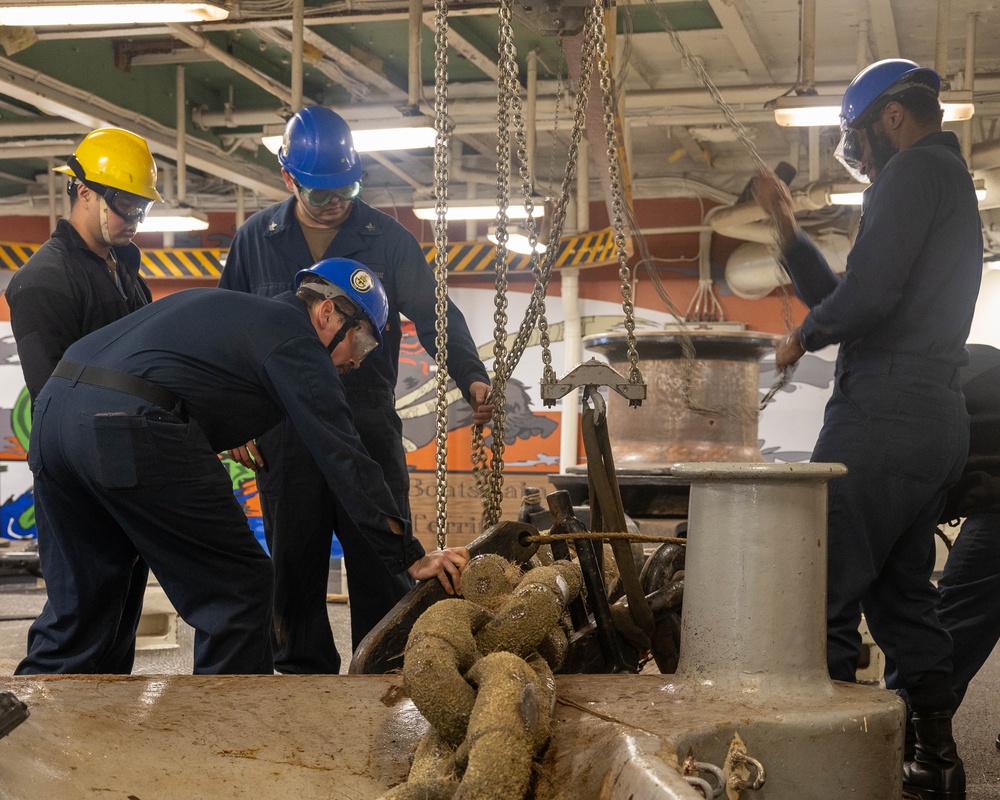 Wasp Sailors Secure Anchor