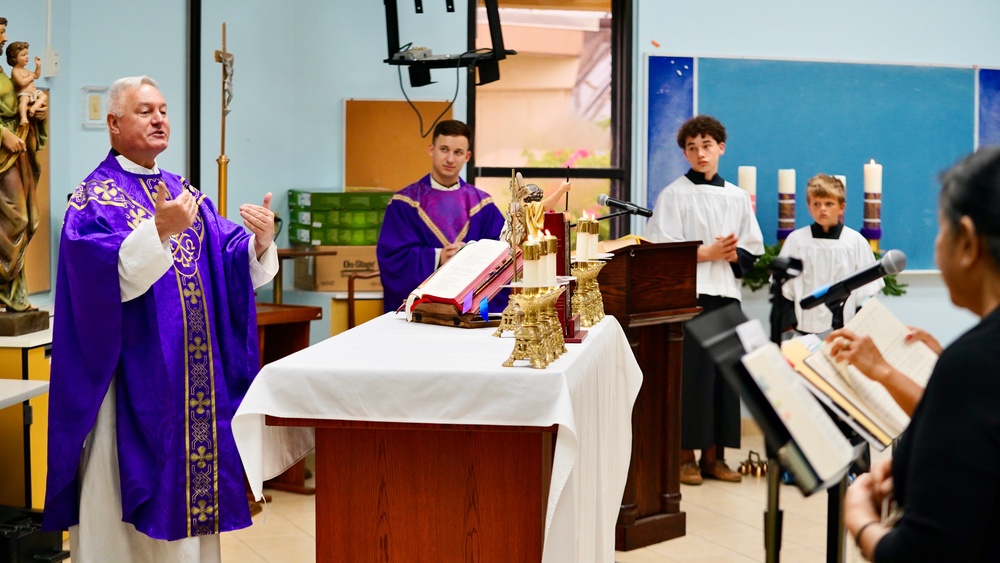 Father Daniel Mode visits U.S. Coast Guard in Guam