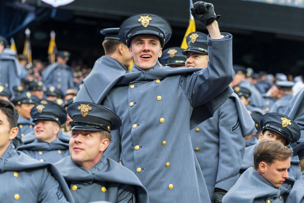 Cadets from the U.S. Military Academy watch the 124th Army Navy football game