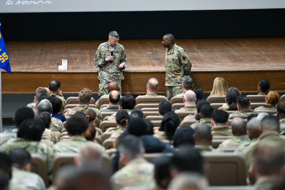 Command Chief Williams speaks at the 113th wing all-call