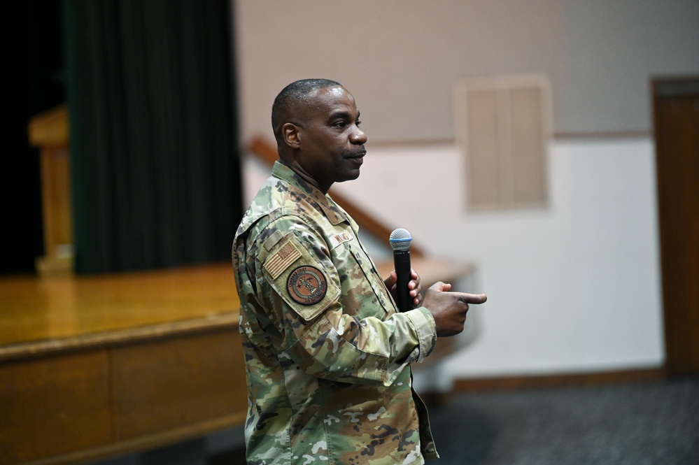 Command Chief Williams speaks at the 113th wing all-call