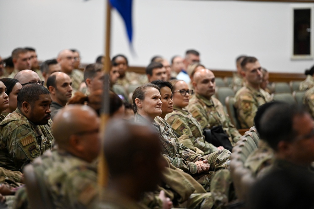 Command Chief Williams speaks at the 113th wing all-call