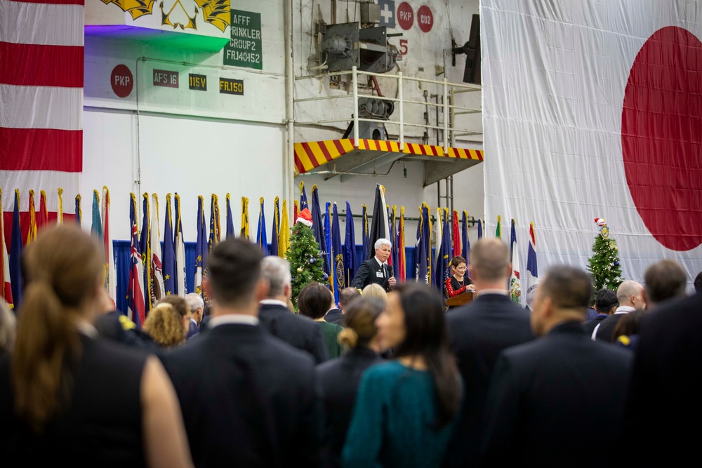 Commander, U.S. 7th Fleet hosts holiday reception aboard USS Ronald Reagan (CVN 76)