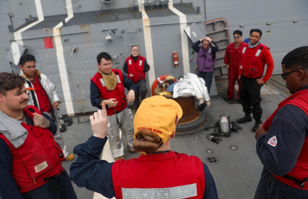 USS Dewey (DDG 105) Conducts Aircraft Firefighting Drill While Operating in the East China Sea