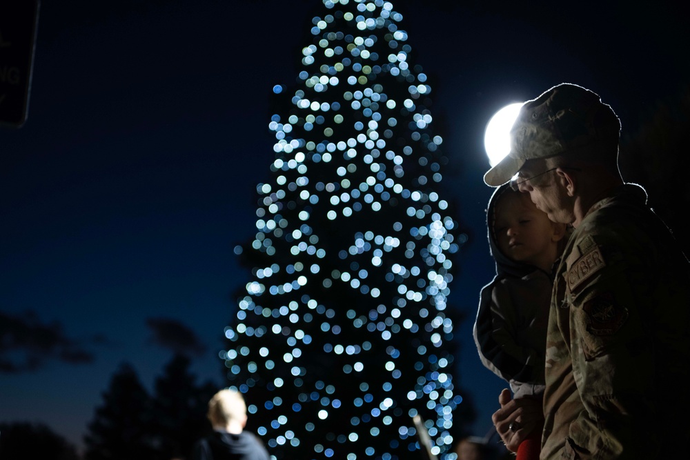Travis AFB Christmas tree lighting 2023