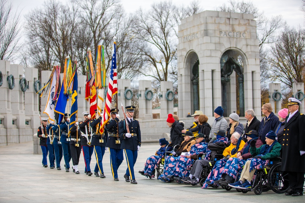 Joint Armed Forces Color Guard Honors Pearl Harbor Anniversary