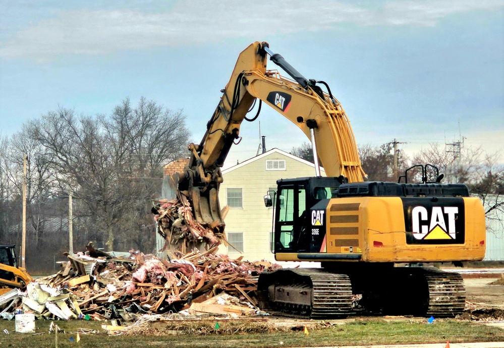 Continued building demolition in Fort McCoy’s 1600 block makes way for more transformation by construction