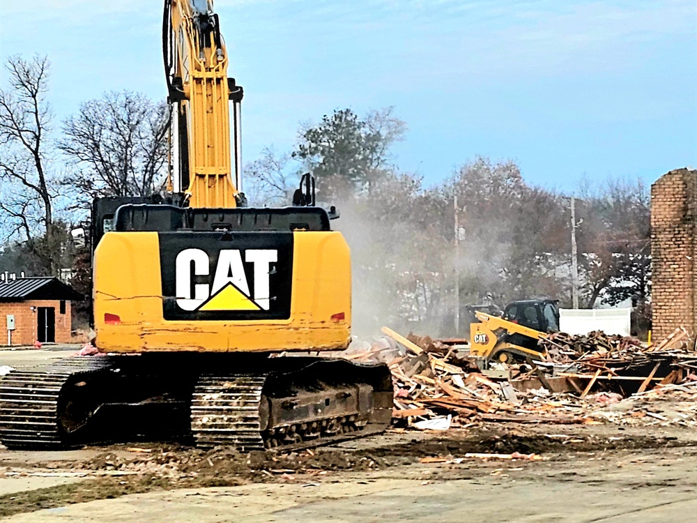 Continued building demolition in Fort McCoy’s 1600 block makes way for more transformation by construction