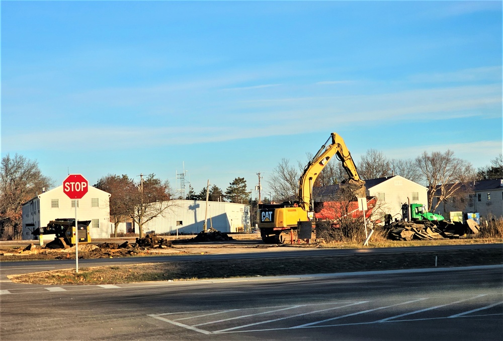 Continued building demolition in Fort McCoy’s 1600 block makes way for more transformation by construction