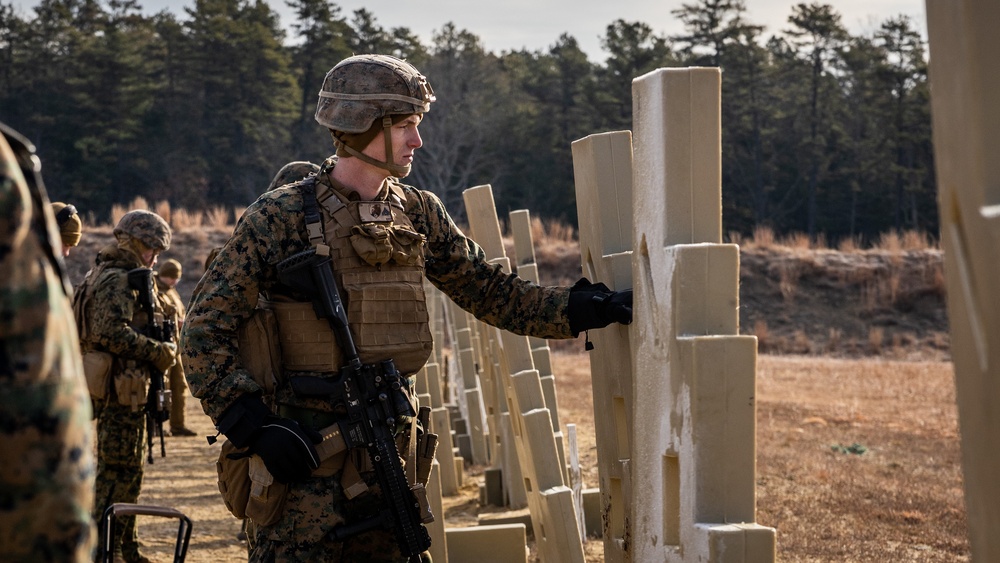 U.S. Marines with 1/25 conduct annual rifle qualifications during a field exercise