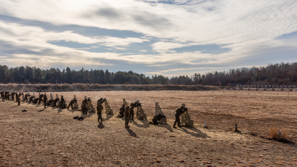 U.S. Marines with 1/25 conduct annual rifle qualifications during a field exercise