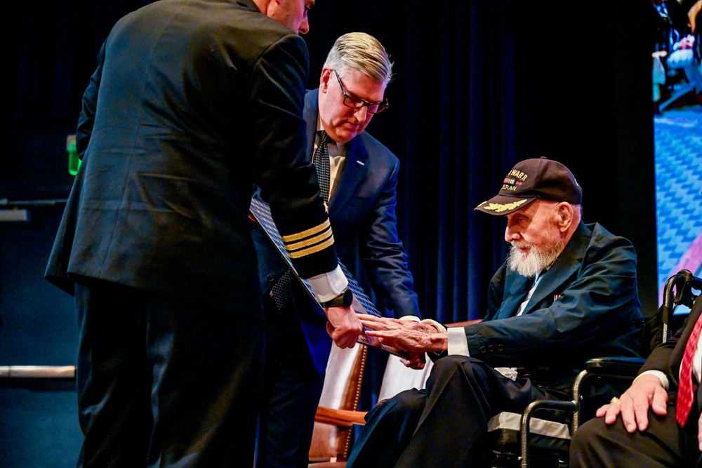 SECNAV Del Toro Honors Former Navy Secretary Middendorf at Keel Plate Ceremony