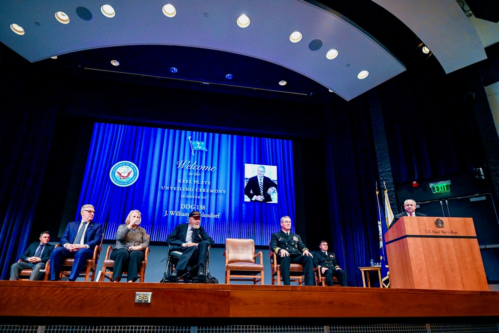 SECNAV Del Toro Honors Former Navy Secretary Middendorf at Keel Plate Ceremony