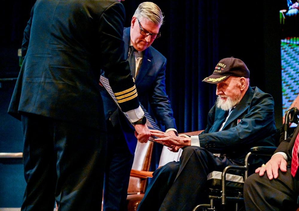 SECNAV Del Toro Honors Former Navy Secretary Middendorf at Keel Plate Ceremony