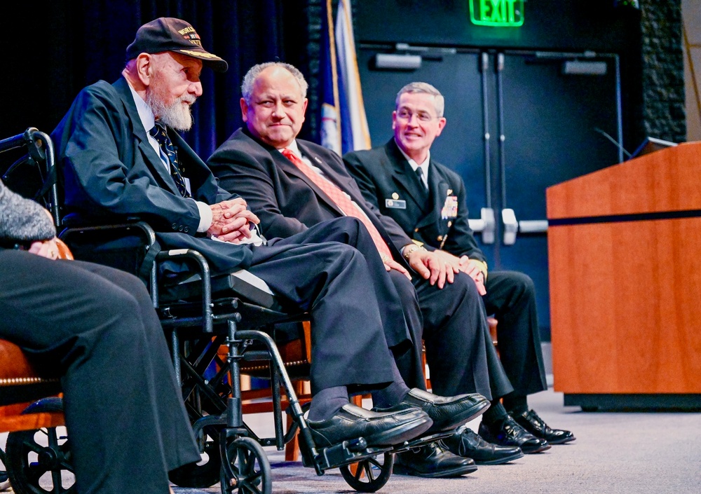 SECNAV Del Toro Honors Former Navy Secretary Middendorf at Keel Plate Ceremony