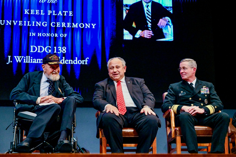 SECNAV Del Toro Honors Former Navy Secretary Middendorf at Keel Plate Ceremony