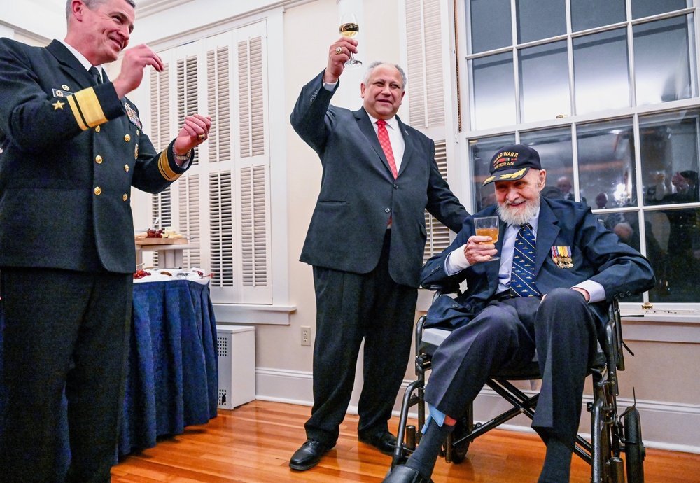 SECNAV Del Toro Honors Former Navy Secretary Middendorf at Keel Plate Ceremony